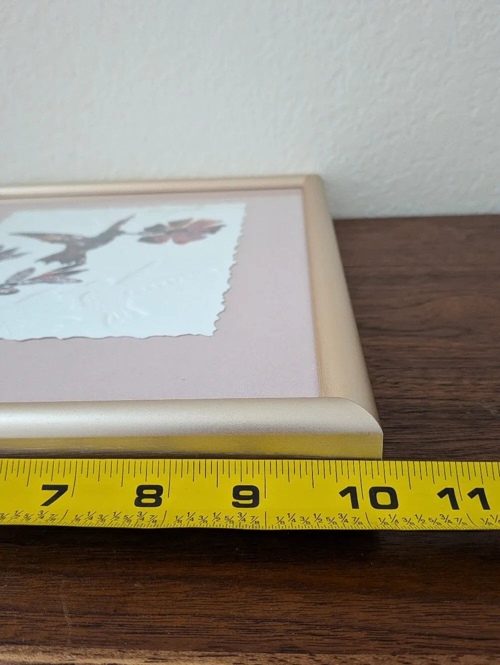 King Kuka Embossed Lithograph Hummingbird Framed Matted 12.25